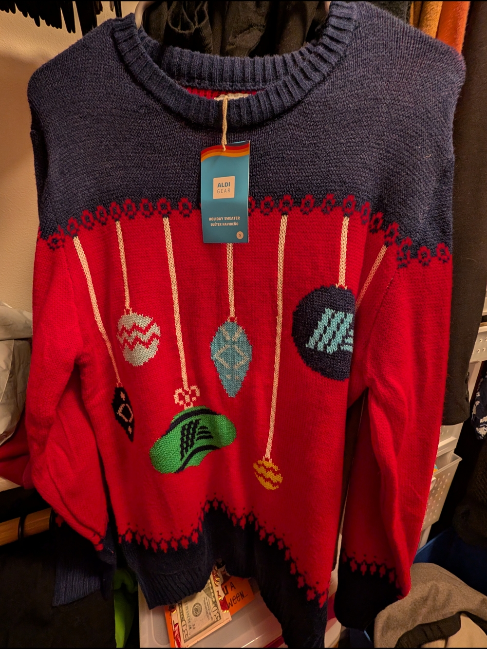 ALDI GEAR Holiday Ornament Crewneck Sweater - S